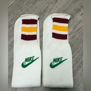 Nike Vintage Tube High Socks White Maroon Gold Yellow Stripe Athletic Sportswear